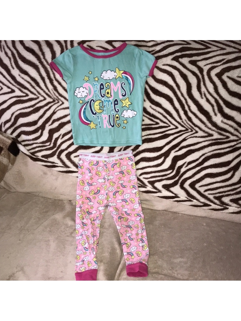 Garanimals 3T Kids' Dreams Come True Pajama Set - Mint Top & Pink Pants